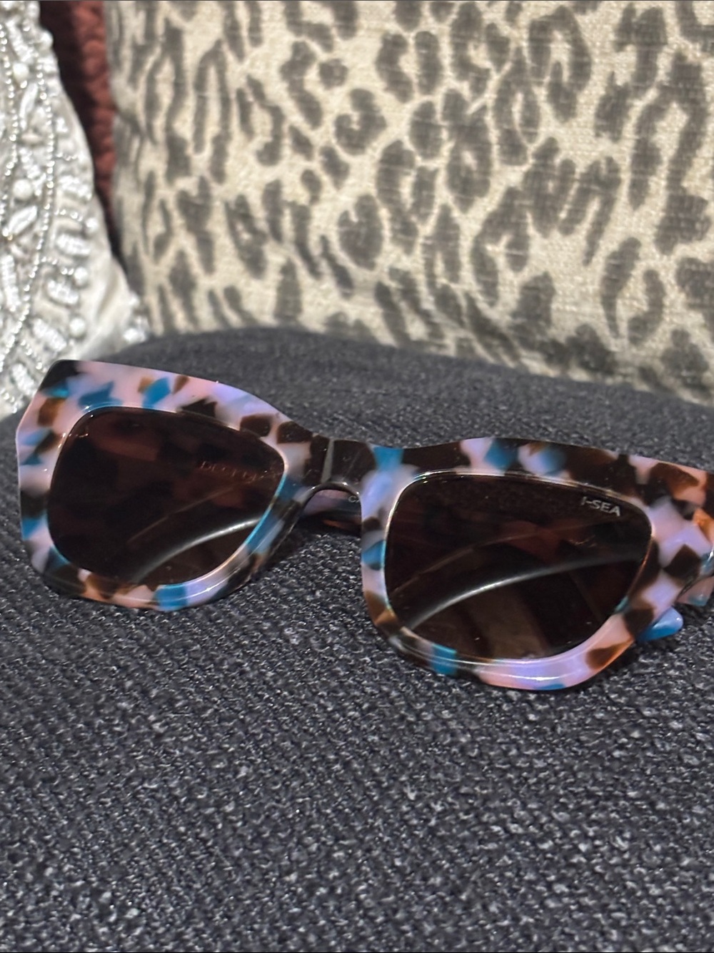 I-SEA X Free People Decker sunnies in unicorn multicolored cat eye frame